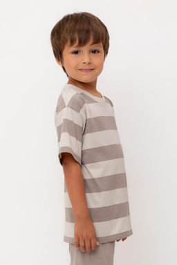 КР 302461/бежевый,коричневый,полоска к554 фуфайка (футболка) для мал - Crockid фото 4