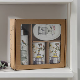 Аксессуары для ванной «Клетка», 4 предмета, дозатор 300 мл, мыльница, 2 стакана, белые