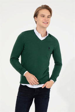 Мужской зеленый трикотажный свитер Basic - U.s. polo assn фото 7