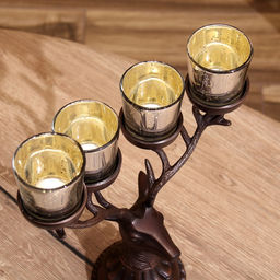 Подсвечник на 4 свечи «Олень», 26×13×30 см, алюминий