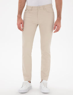 Bej Slim Fit Pamuk Kar___ml_ Jean Pantolon