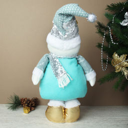 Новогоднее украшение Снеговик на телескопических ножках 35/60 см / HZ010 /уп 60/бирюзовый - Галеонтрейд фото 4