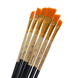 Набор кистей, синтетика, скошенные, в блистере, 6 штук, (№2,4,6,8,10,12), (международный размер)