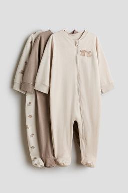 Pack de 3 pijamas enteros con cremallera