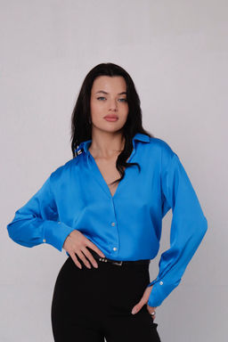 Рубашка шёлковая голубая - Martichelli фото 18