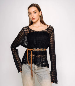 Лонгслив+топ #КТ2979, чёрный