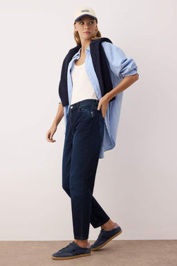 Gece Mavisi Yuksek Bel Yeni Mom Jeans TWOAW26JE00054 - Trendyolmilla фото 2