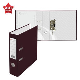 Папка-регистратор А4, 75 мм, Calligrata, ПВХ, металлическая окантовка, карман на корешок, собранная, бордовая