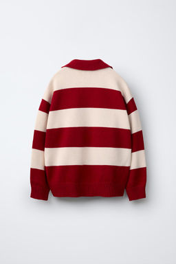 STRIPED KNIT POLO SHIRT WITH EMBROIDERED PATCH - Zara фото 2