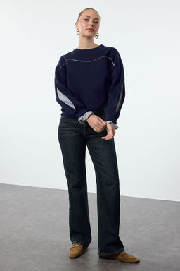 TRENDYOLMILLA Gri Melanj Dokuma Detayl? Relaxed/Rahat Kal?p Kal?n Ici Polarl? Orme Sweatshirt TWOAW25SW00079 фото 2