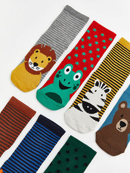Hayvan Fig?rl? Erkek ?ocuk Soket ?orap 7li