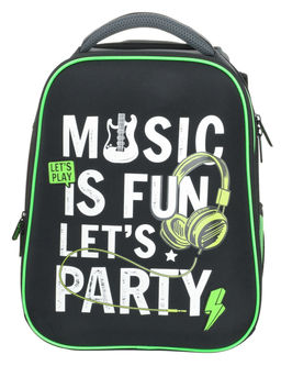 Рюкзак Schoolformat Music, модель ERGONOMIC 3А4, жесткий каркас, трехсекционный, 38х28х16 ...