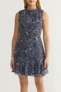 TRENDYOLMILLA Koyu Lacivert A Kesim Mini Astarl? Sifon Dokuma Elbise TWOSS20EL0237  фото 15