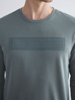 Bisiklet Yaka Uzun Kollu Bask?l? Erkek Sweatshirt