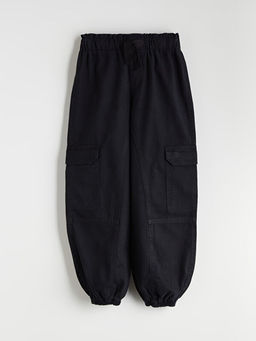 Beli Lastikli K?z ?ocuk Kargo Jogger Pantolon