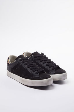 Siyah Leopar Detayl? Retro Kad?n Spor Ayakkab? TAKAW25SN00007