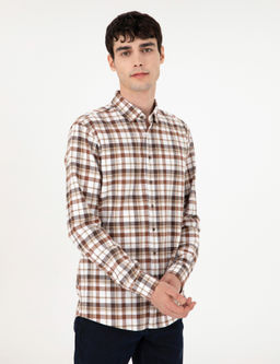 Kahverengi Regular Fit Kareli Uzun Kollu G_mlek - Pierre cardin фото 3