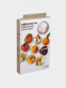 Форма для муссовых десертов и выпечки KONFINETTA Сердце, силикон, 29?17?2 см, 8 ячеек, белая