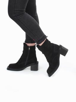 04-E21W-2B BLACK Ботинки зимние женские (натуральная замша, натуральный мех) - Фабричный китай фото 5