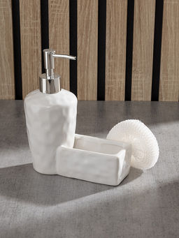 Диспенсер для моющего средства с губкой 400мл белый керамика - Lucky фото 6