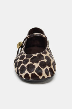 PRINTED LEATHER BALLET FLATS - Zara фото 6