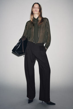 ZW COLLECTION STRIPED FLOWING SHIRT WITH TIE - Zara фото 4