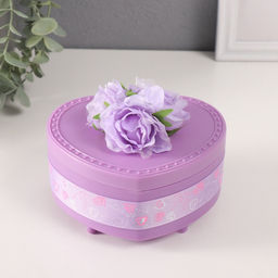 Шкатулка музыкальная механическая Нежные розы, пластик, фиолетовая, 12?13.5?10.5 см