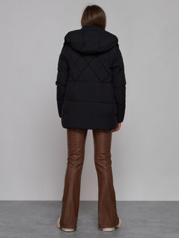 Зимняя женская куртка модная с капюшоном черного цвета 52302Ch - Holdluck фото 5