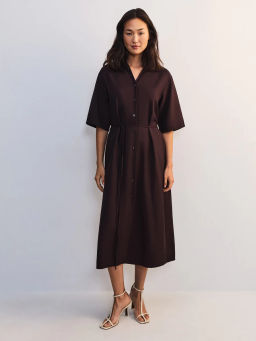 Льняное платье-рубашка с поясом ZR2605012904-27 / Zarina