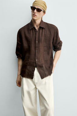 CAMISA SEMITRANSPARENTE 100% LINO / Marr?n - Zara фото 5