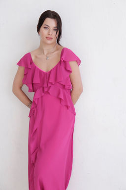 Платье с воланами малиновое - Martichelli фото 4