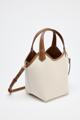 CONTRAST CANVAS MINI TOTE BAG - Zara фото 3