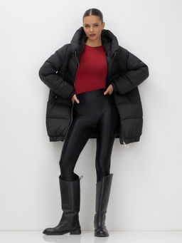 Куртка женская зимняя на резинке большого размера черного цвета 7619Ch - Visdeer фото 2