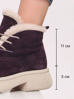 Ботинки EDART 308.агатаw.Сливовая замша з/мех