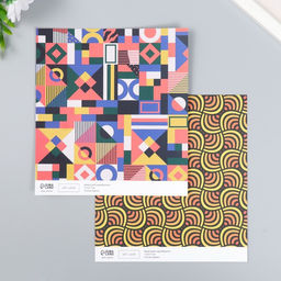 Цена за 10 шт. Бумага для скрапбукинга двусторонняя Color geometry плотность 180 гр 15,5х17 см