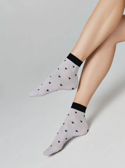 Цена за 2 пары. Носки Классические CONTE FANTASY Сияющие носки с объемными рисунками Hearts silver-bianco