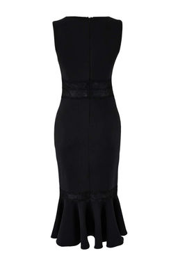 Siyah Dantel Detayl? Dokuma Midi Astars?z S?k/Gece Elbise TPRSS26EL00014 - Trendyolmilla фото 6