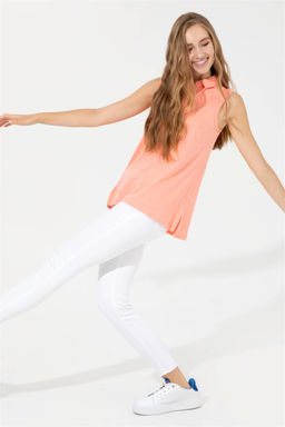 Женская футболка поло без рукавов лососевого цвета Неожиданная скидка в корзине - U.s. polo assn фото 2