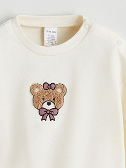 Bisiklet Yaka Bask?l? K?z Bebek Sweatshirt