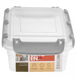 "Bergen" Контейнер для продуктов пластмассовый 0,8л, 17,9х12,6х6,9см, с защелками, пепельный жемчуг, подходит для СВЧ (Россия)