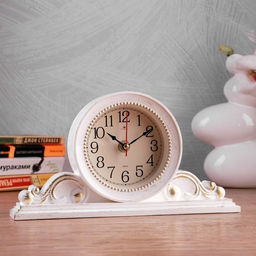 Часы настольные каминные «Милица», бесшумные, d=9.5 см, белые