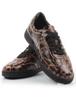 03-B6C-7PC BROWN/LEOPARD Кеды женские (натуральная кожа)