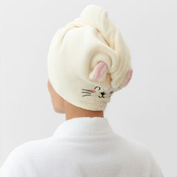 Полотенце-чалма для сушки волос Этель "Милашка", цвет молочный, 65х25 см, 100% п/э