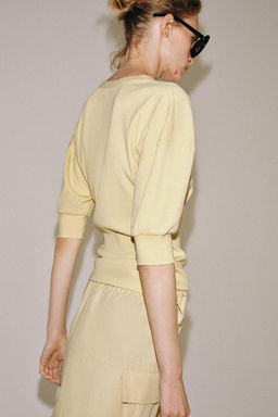RIB VOLUME SLEEVE T-SHIRT - Zara фото 3