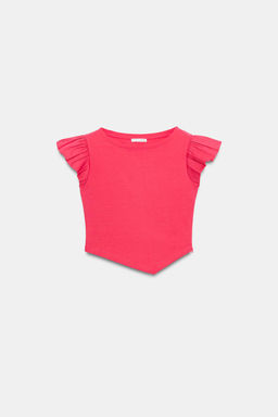 SHORT SLEEVE T-SHIRT WITH RUFFLES - Zara фото 9