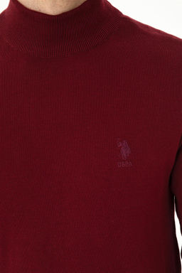 Свитер мужской U. S. Polo Assn базовый бордово-красный из хлопка - U.s. polo assn фото 14