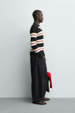 STRIPED JACQUARD KNIT POLO SHIRT - Zara фото 4