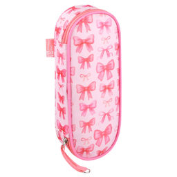Пенал школьный Феникс+, арт.71973/ 30 РОЗОВЫЕ БАНТИКИ (без наполнения, 20.5х7.5х4 см, микрофибра на