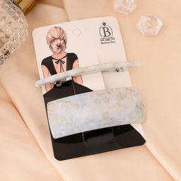 Цена за 2 шт. Заколки - автомат для волос «Мраморный узор», набор 2 шт., 9 см и 9.5 см