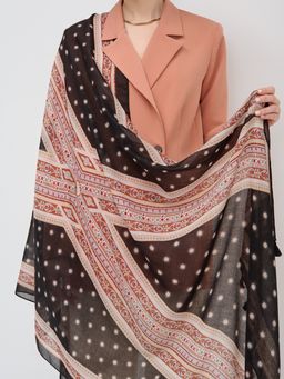 Большой, легкий, двусторонний палантин с принтом